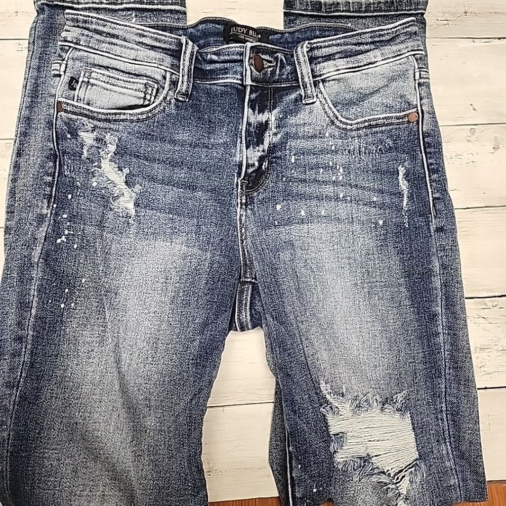 Judy Blue Boyfriend Fit Jeans - Ripped Ultra Distressed Stretchy Size 7/28 - Picture 3 of 15